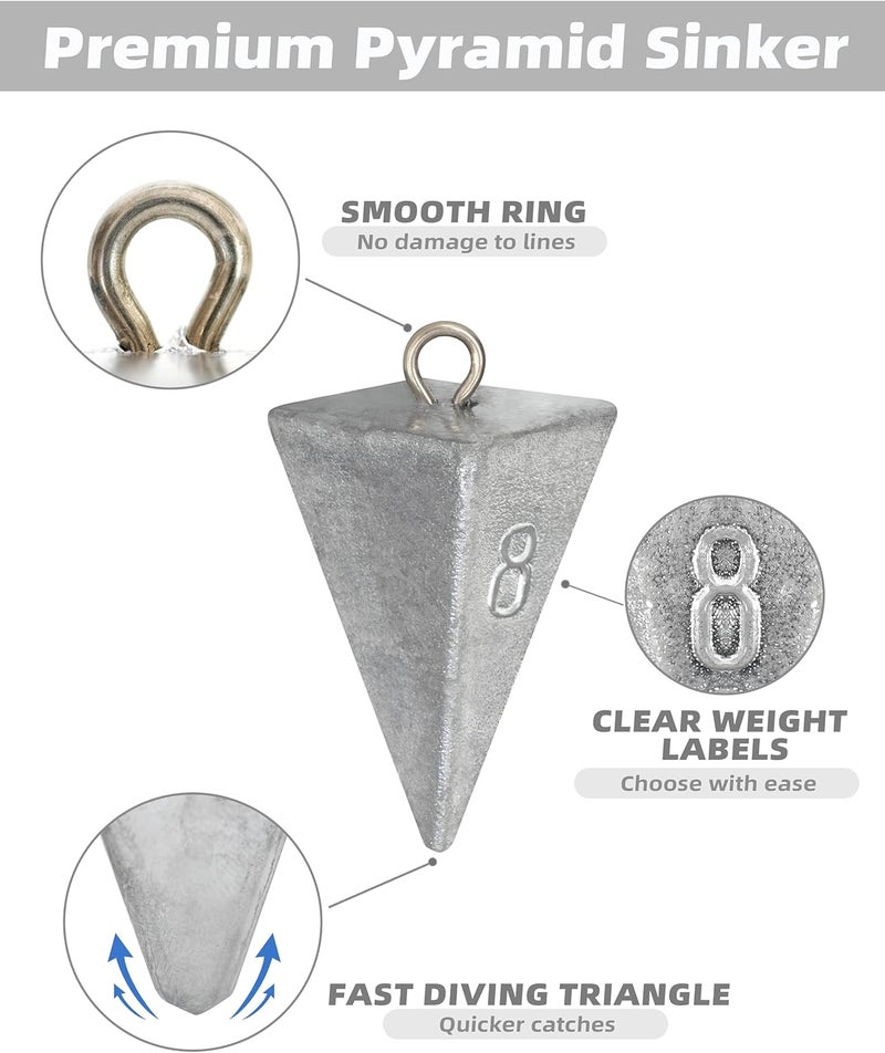 BLUEWING Pyramid Sinkers Lead Fishing Weights 1oz,2oz,3oz,5oz,8oz,10oz,12oz,16oz,32oz for Saltwater - Image 2